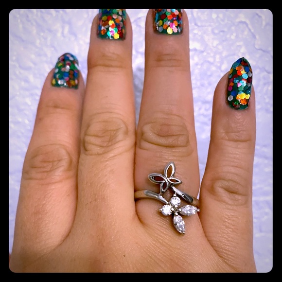 925/CZ butterfly ring - Picture 2 of 4